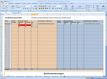 Blutzucker Tabelle Excel